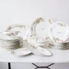 Pamono Porcelain Dishes with Flowers from Limoges, 1940s, Set of 36> Dinner Plates & Bowls