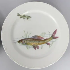 Pamono Porcelain Fish Dishes and Tray Set, 1960s, Set of 7> Trays