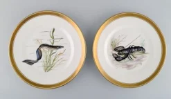 Pamono Porcelain Fish Plates with Hand-Painted Fish Motifs from Royal Copenhagen, Set of 10><noscript><img width=