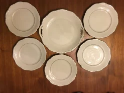 Pamono Porcelain Mitterteich Cymbal Set, 1940s, Set of 6> Dinner Plates & Bowls