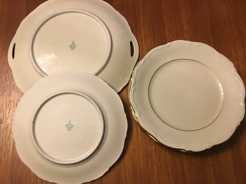 Pamono Porcelain Mitterteich Cymbal Set, 1940s, Set of 6> Dinner Plates & Bowls