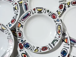 Hot Pamono Porcelain Plates by Emanuele Luzzati for Arteprima, 2010s, Set of 10