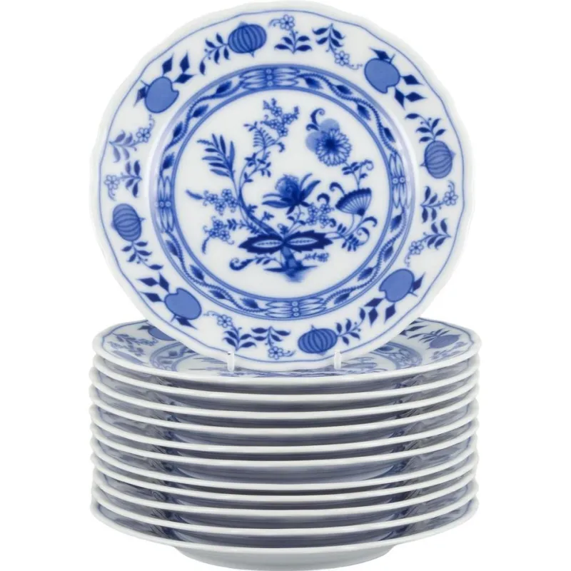 Pamono Porcelain Plates in Blue Onion Pattern, Bavaria, Germany, Set of 12> Dinner Plates & Bowls