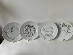 Clearance Pamono Porcelain Plates Jean Cocteau for Limoges, France, 1960s, Set of 4