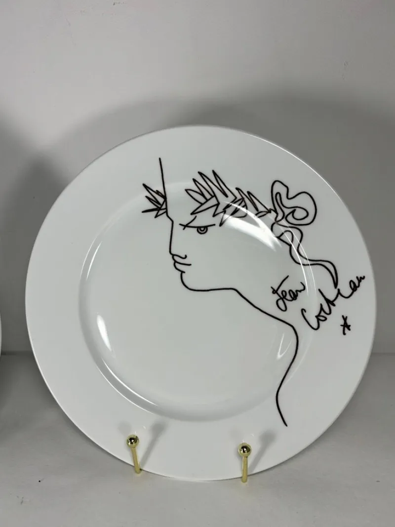 Clearance Pamono Porcelain Plates Jean Cocteau for Limoges, France, 1960s, Set of 4