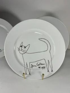 Clearance Pamono Porcelain Plates Jean Cocteau for Limoges, France, 1960s, Set of 4