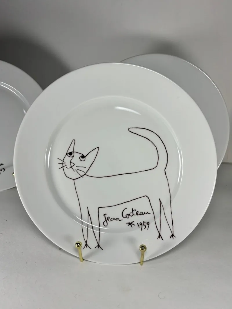 Clearance Pamono Porcelain Plates Jean Cocteau for Limoges, France, 1960s, Set of 4