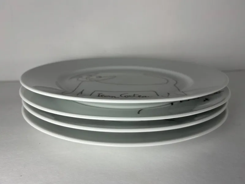 Clearance Pamono Porcelain Plates Jean Cocteau for Limoges, France, 1960s, Set of 4