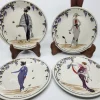 Pamono Porcelain Plates with Art Deco Decor from Villeroy & Boch, 1980s, Set of 4> Dinner Plates & Bowls