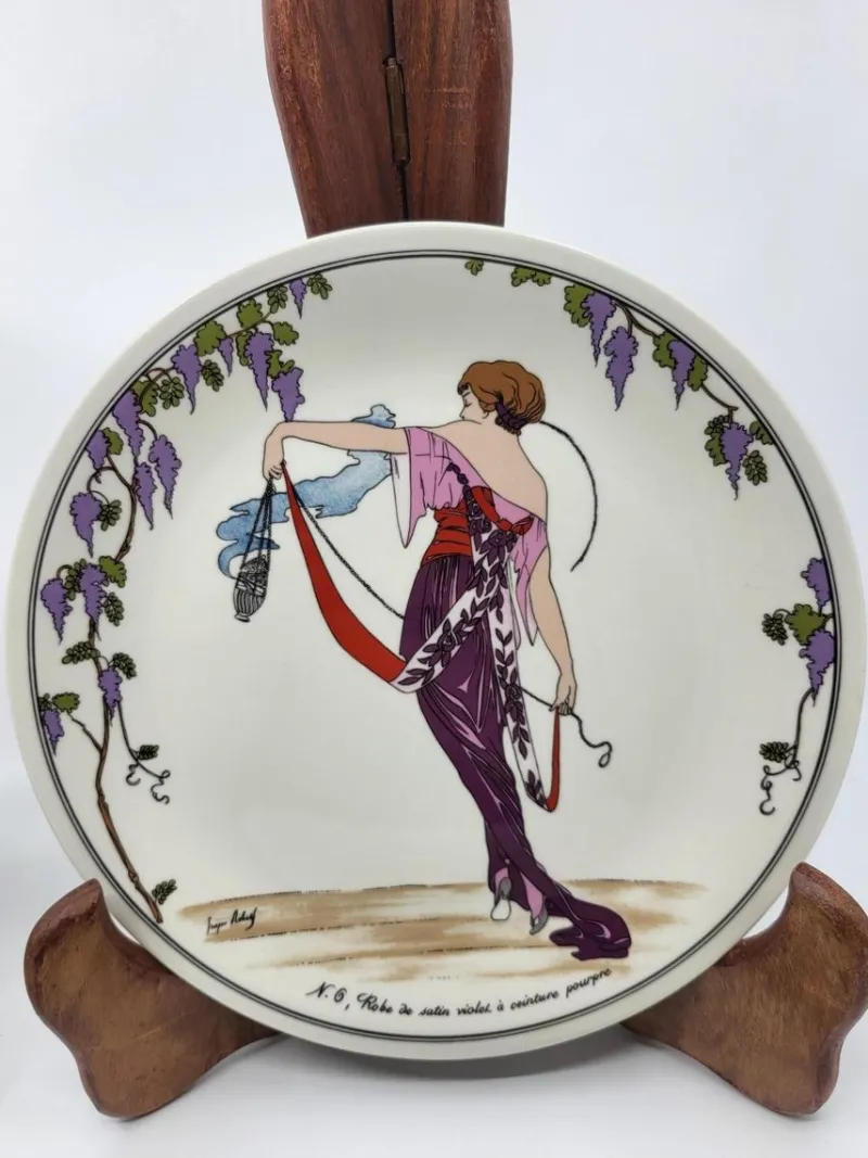 Pamono Porcelain Plates with Art Deco Decor from Villeroy & Boch, 1980s, Set of 4> Dinner Plates & Bowls