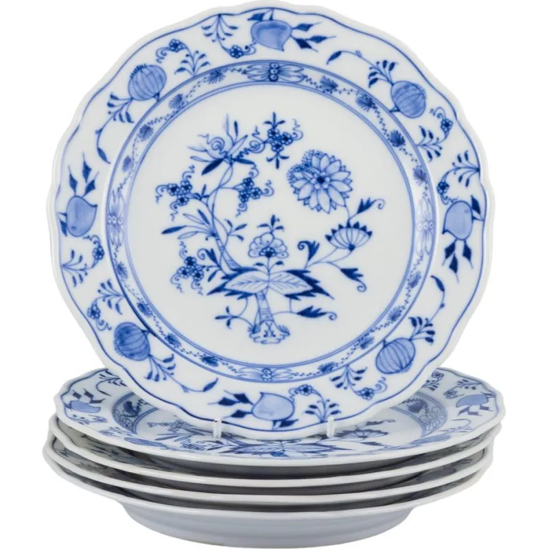 Discount Pamono Porcelain Plates with Blue Onion Pattern, Meissen, Germany, Set of 5