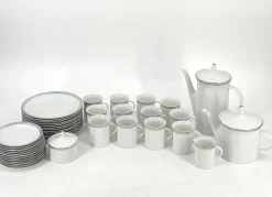 Pamono Porcelain Tableware Service Friedrichstrasse 4042 with Platinum Rim by Hans Theo Baumann for Rosenthal, Germany, 1970, Set of 40> Coffee & Tea Service