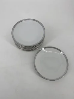 Pamono Porcelain Tableware Service Friedrichstrasse 4042 with Platinum Rim by Hans Theo Baumann for Rosenthal, Germany, 1970, Set of 40><noscript><img width=