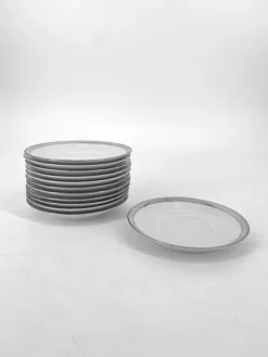 Pamono Porcelain Tableware Service Friedrichstrasse 4042 with Platinum Rim by Hans Theo Baumann for Rosenthal, Germany, 1970, Set of 40><noscript><img width=