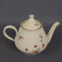 New Pamono Porcelain Tea Service with White and Gold Flowers from Stadtlengsfeld, 1970s, Set of 23