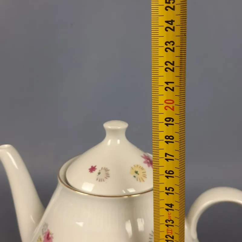 New Pamono Porcelain Tea Service with White and Gold Flowers from Stadtlengsfeld, 1970s, Set of 23