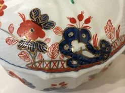 New Pamono Porcelain Tureen with Red and Blue Decor by Richard Ginori, Italy, 19th Century