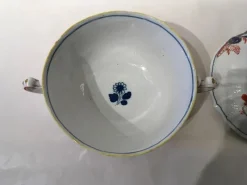 New Pamono Porcelain Tureen with Red and Blue Decor by Richard Ginori, Italy, 19th Century