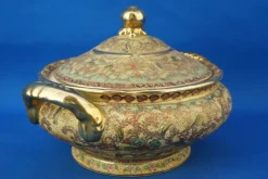 Online Pamono Porcelain Tureen with Relief Enamels by Satsuma, 1920s