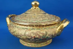 Online Pamono Porcelain Tureen with Relief Enamels by Satsuma, 1920s
