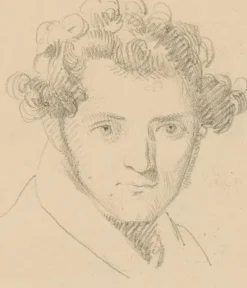 Pamono Portrait of a Young Man With Curly Hair, 19th-Century, Pencil><noscript><img width=
