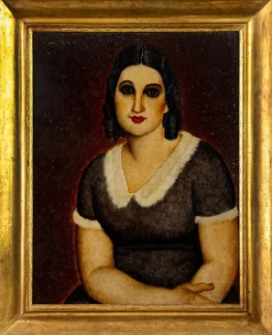 Best Pamono Portrait of Woman - Oil on Plywood by Domenico Cantatore - 1920 ca. 1920 ca.