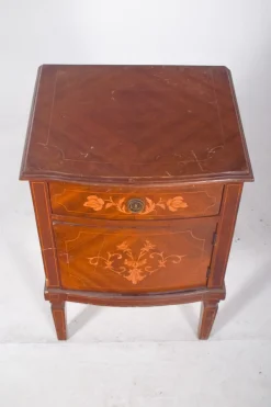 Pamono Portuguese Bedside Table with Marquetry Work, 1920s><noscript><img width=