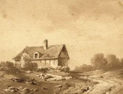 Best Pamono Possibly Amédée Bourgeois, Rural House in France, Early 19th Century, Watercolour