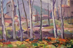 Best Pamono Post Impressionist Artist, Landscape, Late 20th Century, Oil on Board, Framed