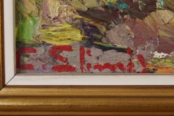 Best Pamono Post Impressionist Artist, Landscape, Late 20th Century, Oil on Board, Framed