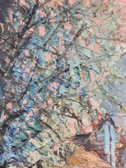 Sale Pamono Post Impressionist Sunset in Paris, Basilica of the Sacred Heart of Montmartre, 1960s, Oil on Canvas