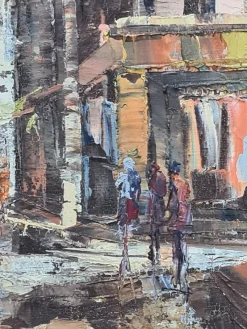 Sale Pamono Post Impressionist Sunset in Paris, Basilica of the Sacred Heart of Montmartre, 1960s, Oil on Canvas