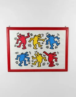 Pamono Poster of Dancing Dogs after Keith Haring from Nouvelles Images S.A., France, 1992><noscript><img width=