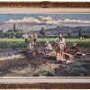 Discount Pamono Post-Impressionist Artist, Harvesting the Crop, Large Oil Painting, Framed
