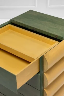 Pamono Postmodern Architectural Chest of Drawers in Natural Wood and Aniline-Stained Wood, 1980s><noscript><img width=