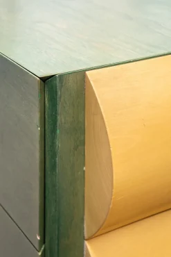 Pamono Postmodern Architectural Chest of Drawers in Natural Wood and Aniline-Stained Wood, 1980s><noscript><img width=