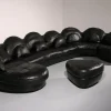 Hot Pamono Post-Modern Black Leather Sectional Sofa, 1980s