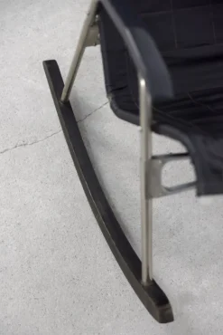 Pamono Postmodern Black Leather Rocking Chair by Takeshi Nii, 1950s