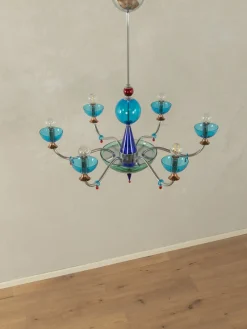 Pamono Postmodern Blue Chandelier, 1980s><noscript><img width=