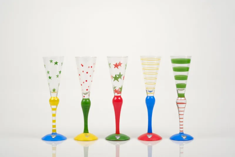Online Pamono Postmodern Clown Shot Glasses by Anne Nilsson for Orrefors, 1990s, Set of 5