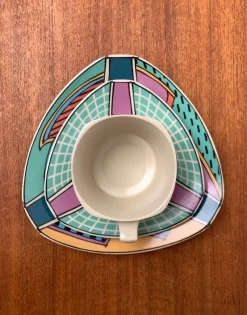 Pamono Postmodern Flash One Series Coffee Service Plates, Cups, Saucers by Dorothy Hafner for Rosenthal, 1980s, Set of 6><noscript><img width=