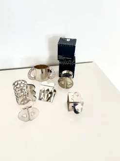 Pamono Postmodern Napkin Rings in Stainless Steel by Nathalie du Pasquier for Bodum, 1990s, Set of 6> Serving Dishes