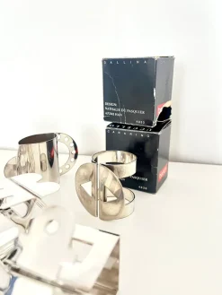 Pamono Postmodern Napkin Rings in Stainless Steel by Nathalie du Pasquier for Bodum, 1990s, Set of 6><noscript><img width=