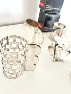 Pamono Postmodern Napkin Rings in Stainless Steel by Nathalie du Pasquier for Bodum, 1990s, Set of 6><noscript><img width=