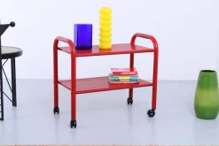 Pamono Postmodern Red Metal Trolley by Habitat, 1980s><noscript><img width=
