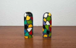 New Pamono Postmodern Terrazzo Pepper and Salt Shaker, 1980s, Set of 2