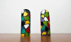New Pamono Postmodern Terrazzo Pepper and Salt Shaker, 1980s, Set of 2