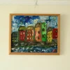 Pamono Preben Rasmussen, Houses, Mid-20th Century, Oil on Canvas, Framed> Mid-Century