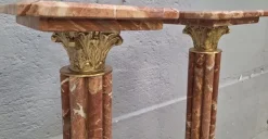 Pamono Presentation Columns in Pink Marble and Bronze, Set of 2><noscript><img width=