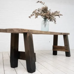 Pamono Primitive Beech and Oak Console, 1900s> Console Tables